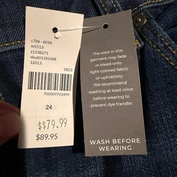 NWT Lane Bryant Signature Fit Wide Leg Womens Plus Sz 24 Dark Wash Denim Jeans - Picture 5 of 11